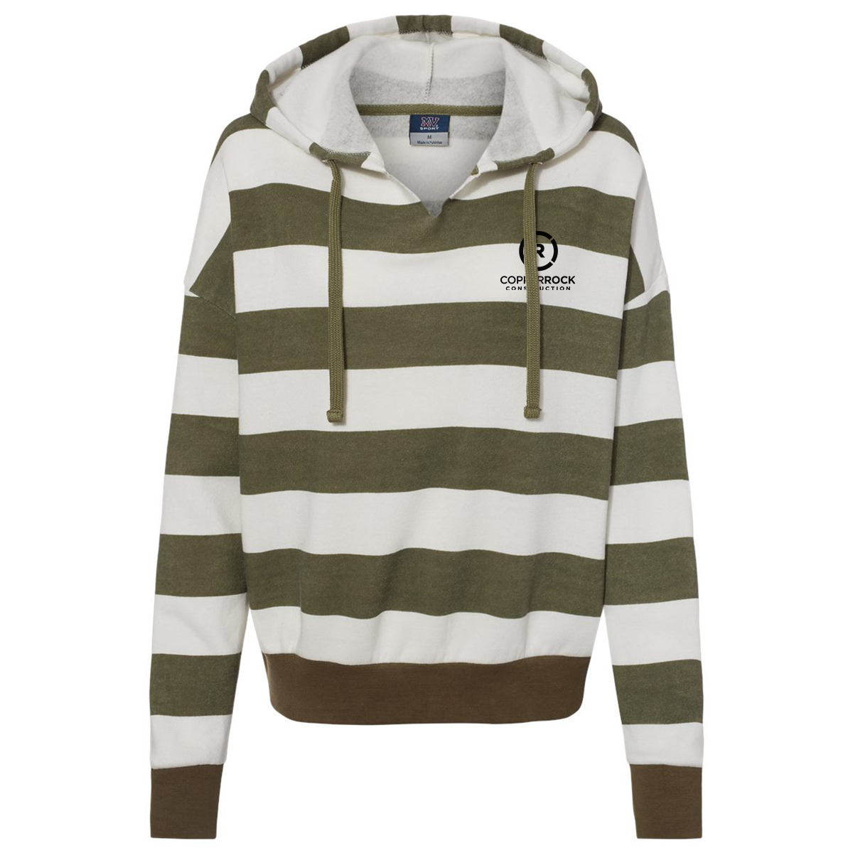 MV Sport - Women's Striped Fleece Boxy Hooded Sweatshirt