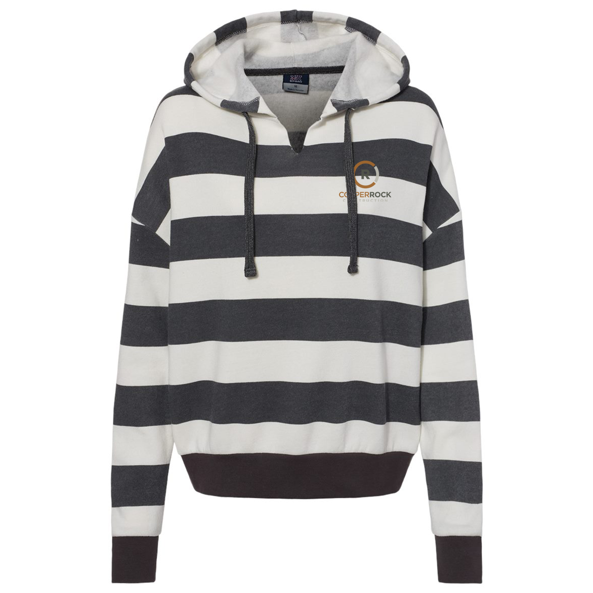 MV Sport - Women's Striped Fleece Boxy Hooded Sweatshirt
