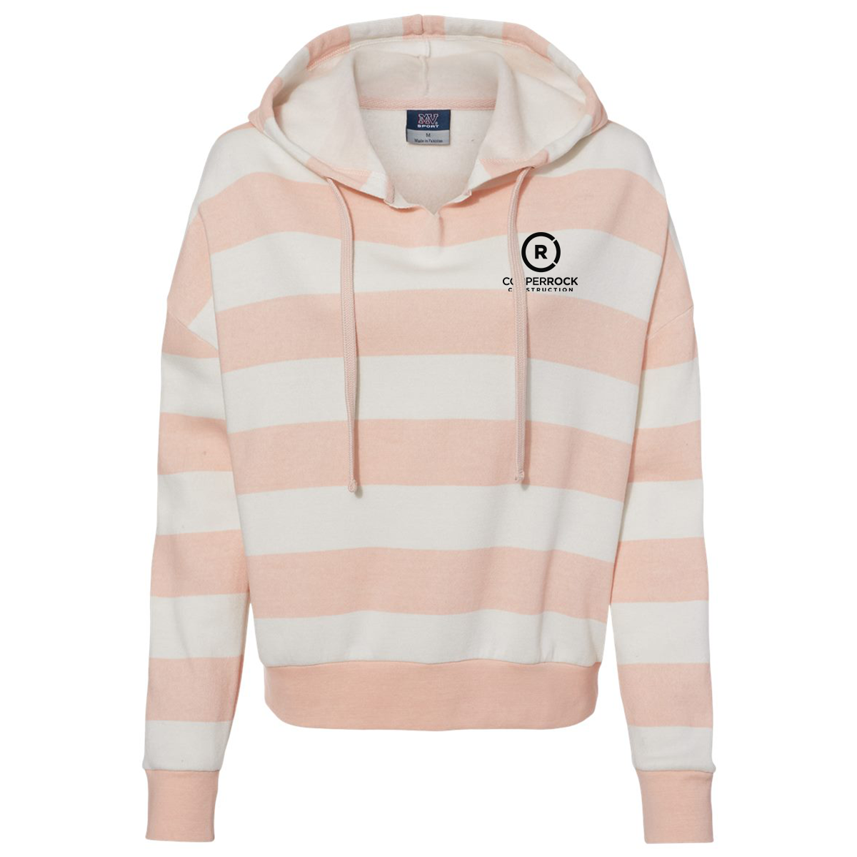 MV Sport - Women's Striped Fleece Boxy Hooded Sweatshirt
